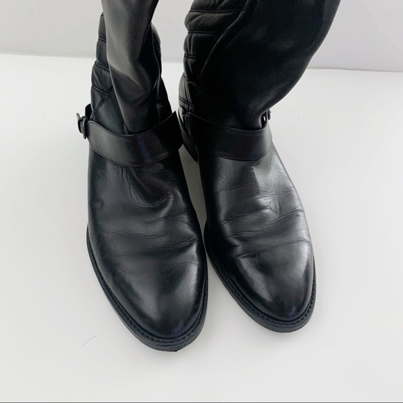 Stuart Weitzman Pointed Toe Flat Boots - Raceway Quilt Back - Picture 10 of 13